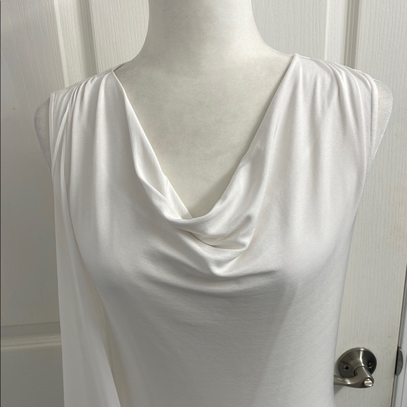 BCBG MAXAZRIA Elegant White Draped Dress Cowl Neck Sleeveless Size S - Picture 3 of 9